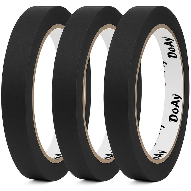 DOAY 3 Pack Black Painters Tape - Masking Tape 0.50 Inch Wide - Multi-Surface, Smart Adhesion, Indoor & Outdoor - 270FT Total - Paint Tape for DIY, Labeling, Art, Car, General Purpose (#3910) - Image 1